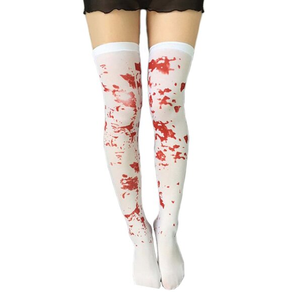 Zombie Blood Thigh Highs Womens One Size OS Costume Accessory Hosiery - Picture 3 of 7